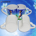 High Quanlity Bone China 11oz céramique sublimation couple tasse de couleur blanche